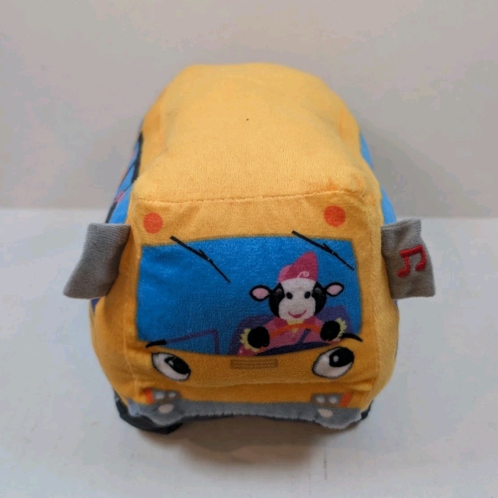 Cuddle Barn Wheelie School Bus Plush Musical Animated Wheels On The Bus 8"